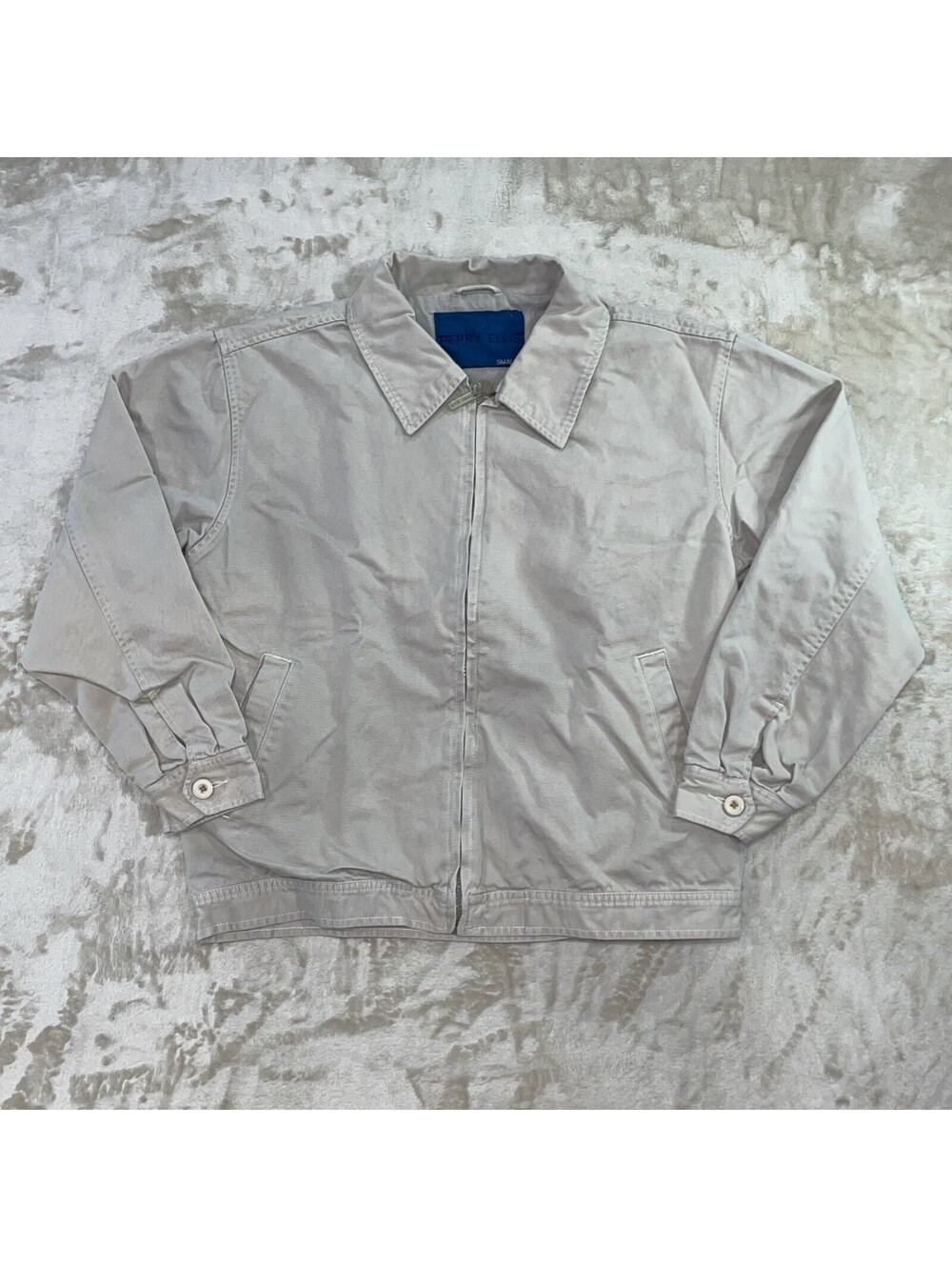 Vintage Perry Ellis Khaki Full Zip Harrington Jacket Mens Size Small EUC